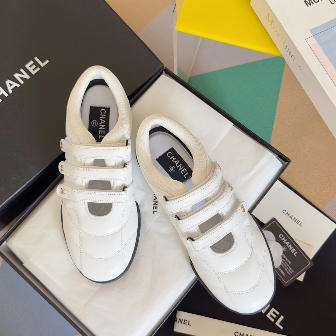CHANEL MARY JANE SNEAKER IN WHITE LAMBSKIN