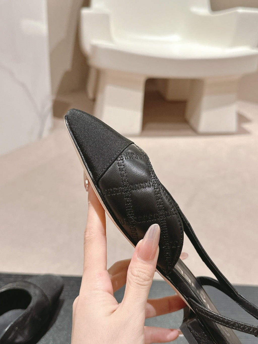 CHANEL SLINGBACKS IN BLACK LAMBSKIN AND SATIN