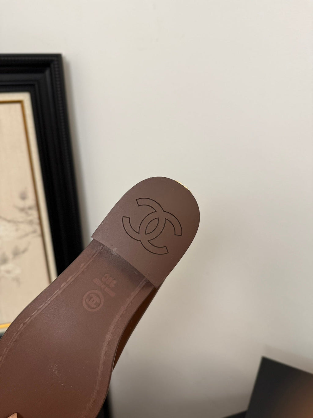 CHANEL 25C Moasins Brown Patent Leather