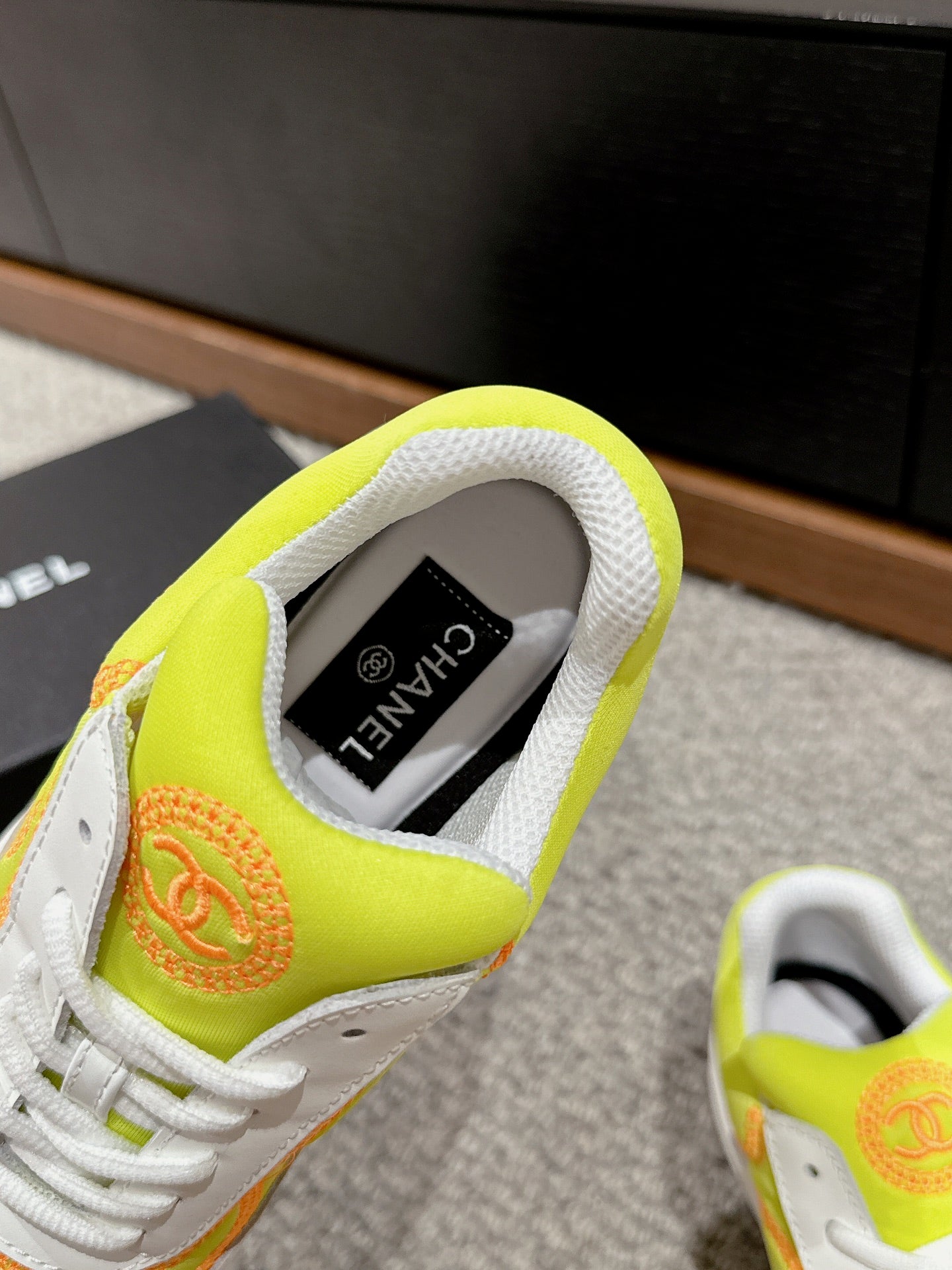 CHANEL CLASSIC TRAINER IN YELLOW MIX WHITE FABRIC