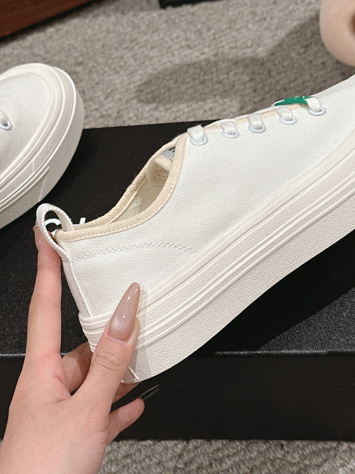 CHANEL LACE-UP SNEAKERS IN WHITE CANVAS