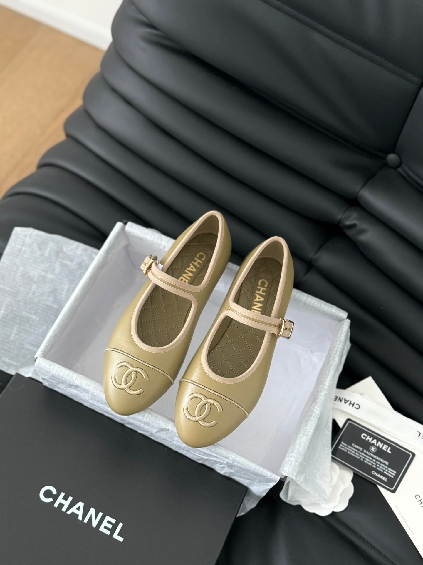 CHANEL MARY JANE SHOES BEIGE ECRU LAMBSKIN