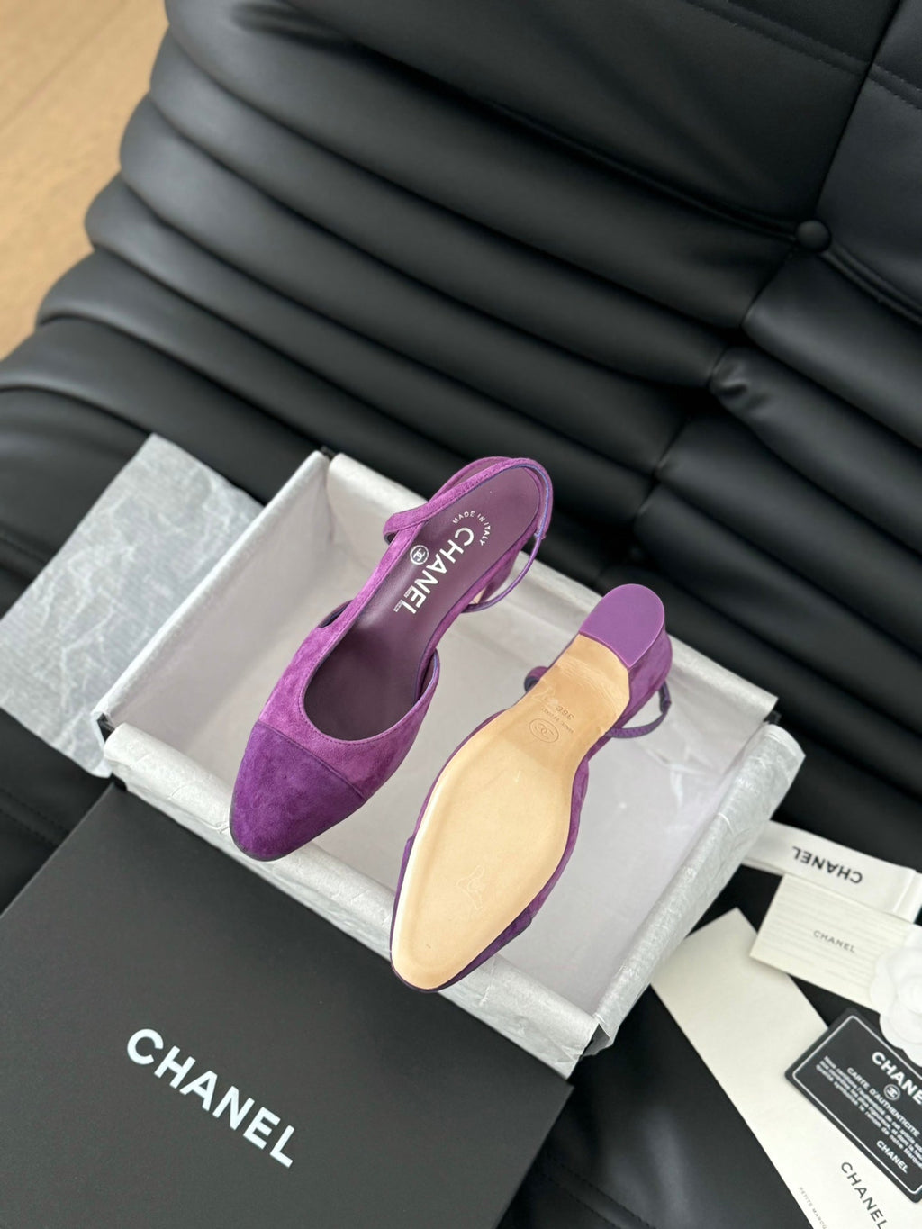 CHANEL CLASSIC HIGH SLINGBACK VIOLET PURPLE SUEDE