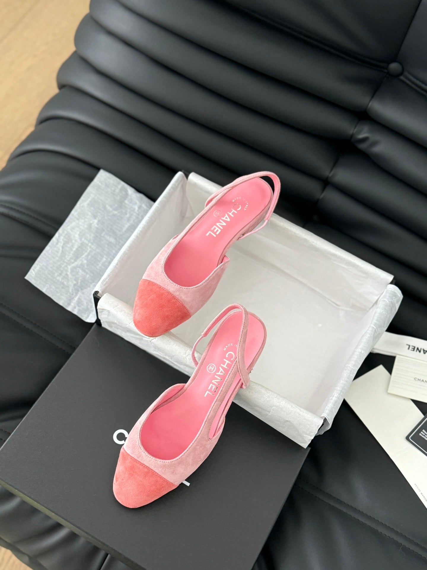 CHANEL CLASSIC SLINGBACK LIGHT PINK SUEDE