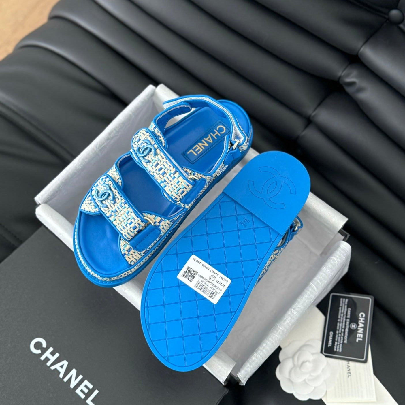 CHANEL Dad Sandals Sheepskin  Cobalt Blue