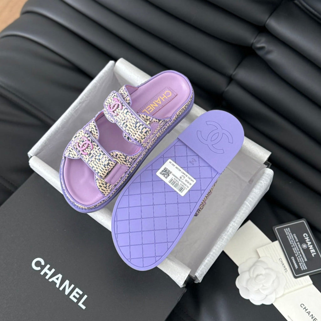CHANEL Mule Sanndals Sheepskin  Heather Purple