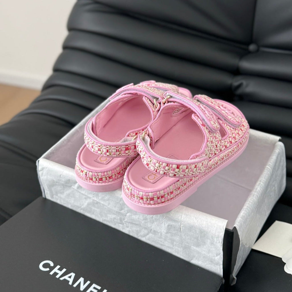 CHANEL Dad Sandals Sheepskin Light Pink