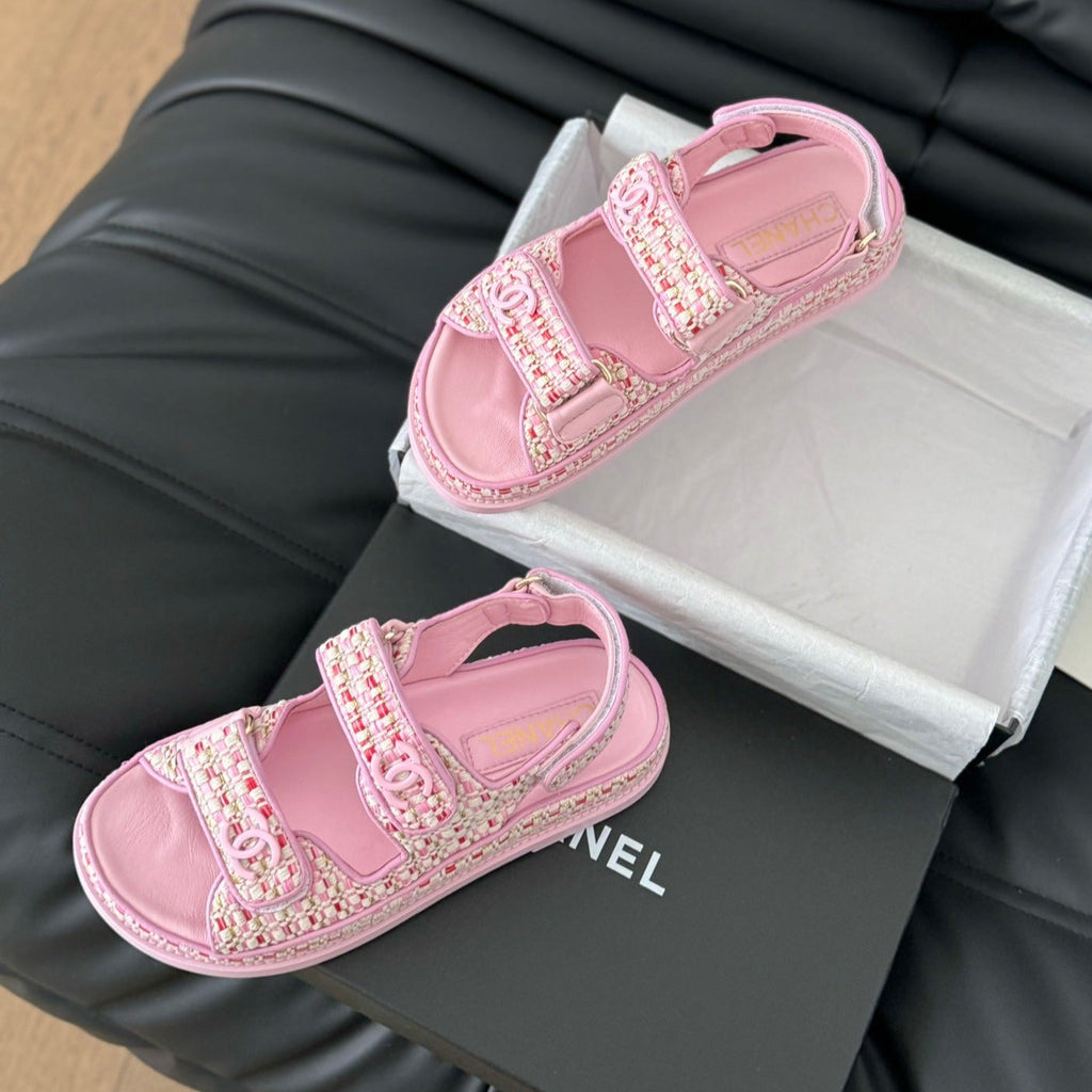 CHANEL Dad Sandals Sheepskin Light Pink