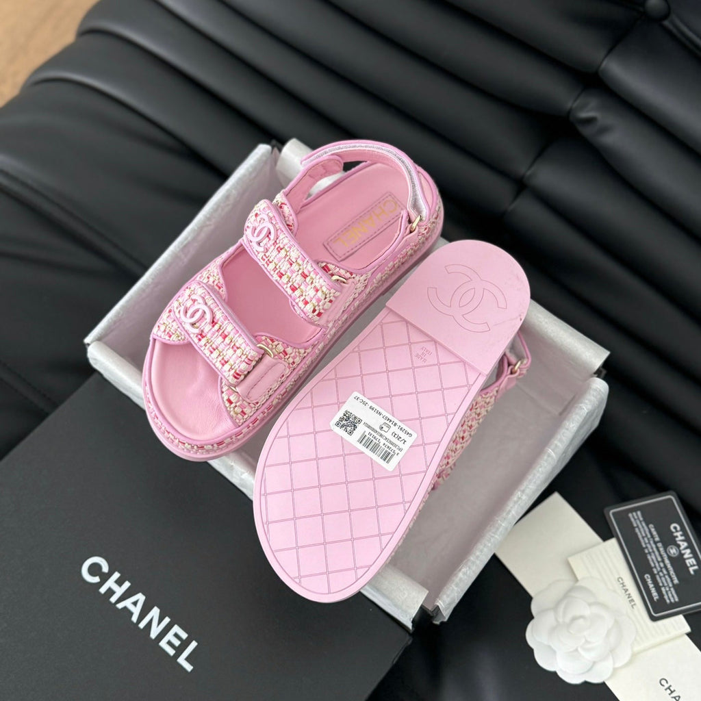 CHANEL Dad Sandals Sheepskin Light Pink