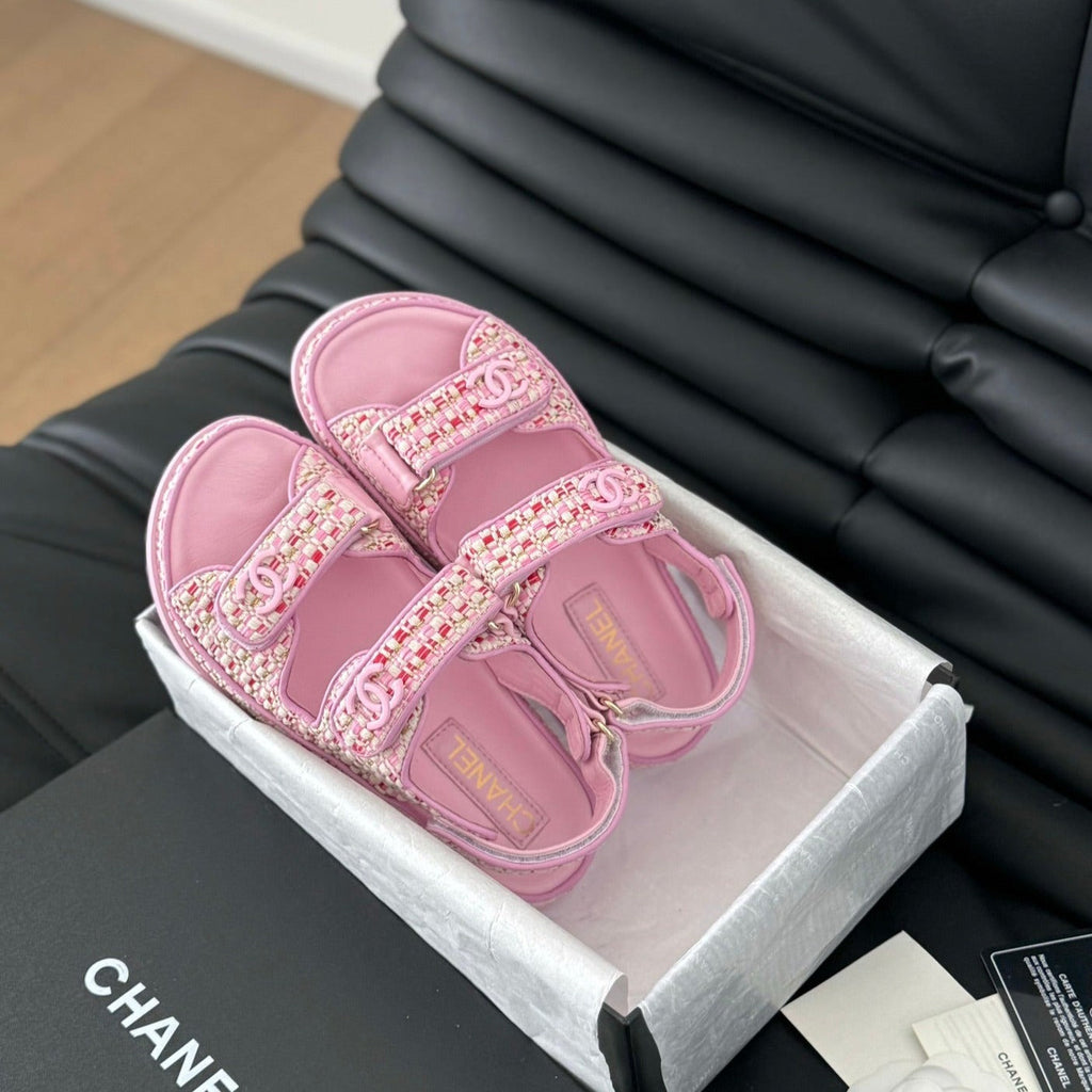 CHANEL Dad Sandals Sheepskin Light Pink