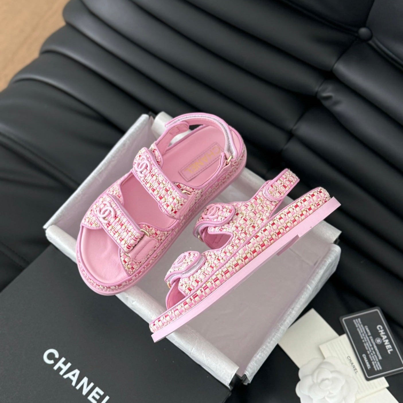 CHANEL Dad Sandals Sheepskin Light Pink