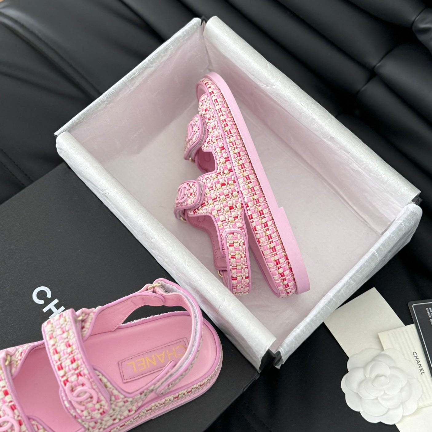 CHANEL Dad Sandals Sheepskin Light Pink