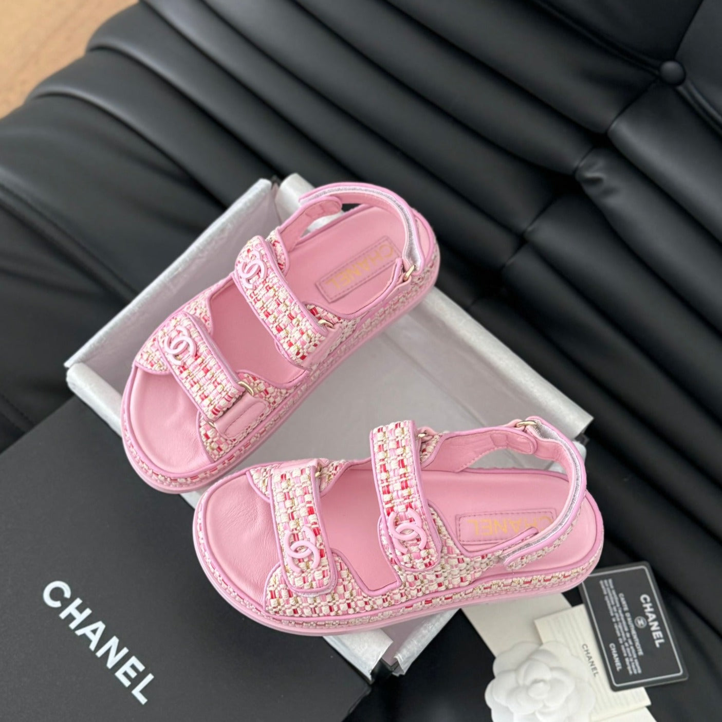 CHANEL Dad Sandals Sheepskin Light Pink