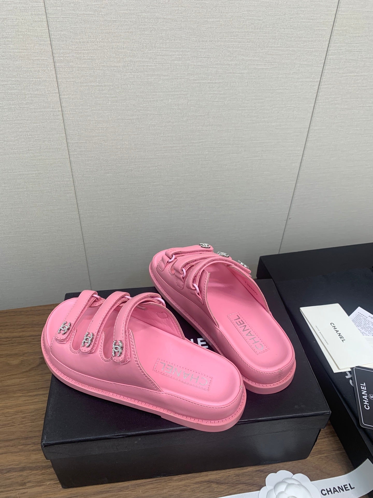 CHANEL DAD SANDAL IN LIGHT PINK LAMBSKIN MULE