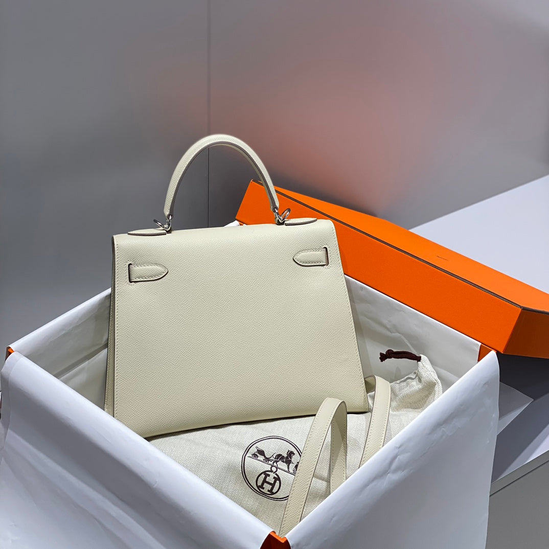 HERMES KELLY 28CM IN NATA EPSOM CALFSKIN SILVER HARDWARE