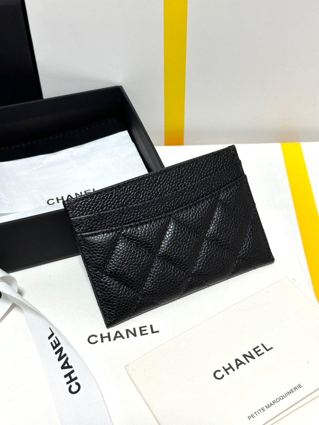 CHANEL QUILTED CLASSIC CARD HOLDER 11 IN BLACK CAVIAR SKIN