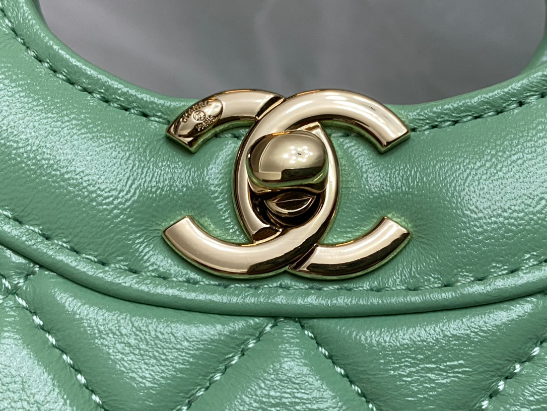 CHANEL MINI 23 SHOPPING BAG IN GREEN MINT CALFSKIN