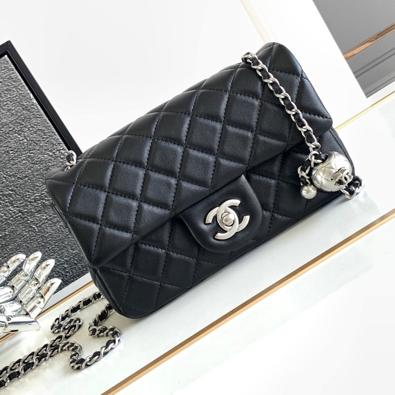 CHANEL SMALL 20 FLAP BAG IN BLACK CALFSKIN