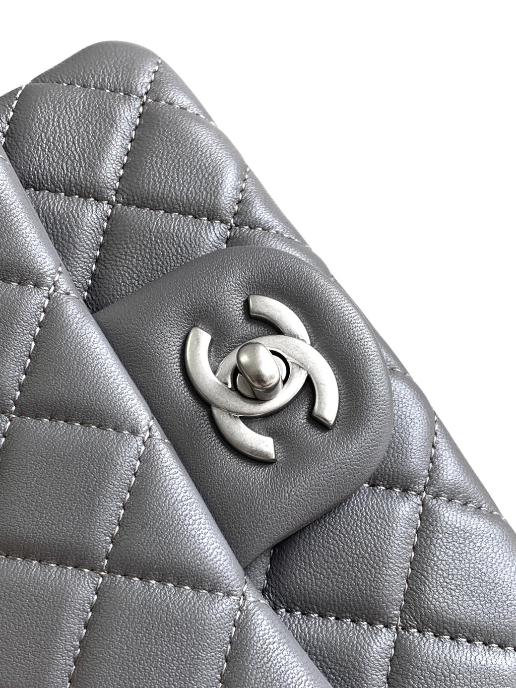 CHANEL SMALL 17 FLAP BAG IN DARK GREY CALFSKIN