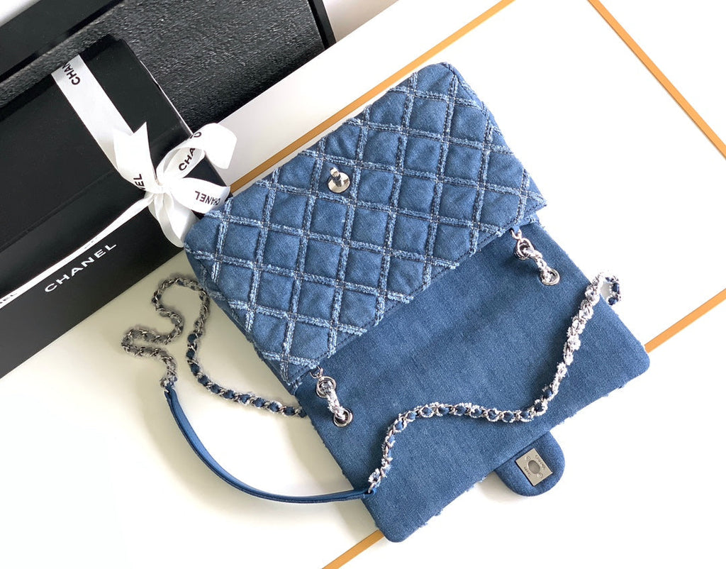 CHANEL MINI 25 CLASSIC BAG IN BLUE COBALT DENIM