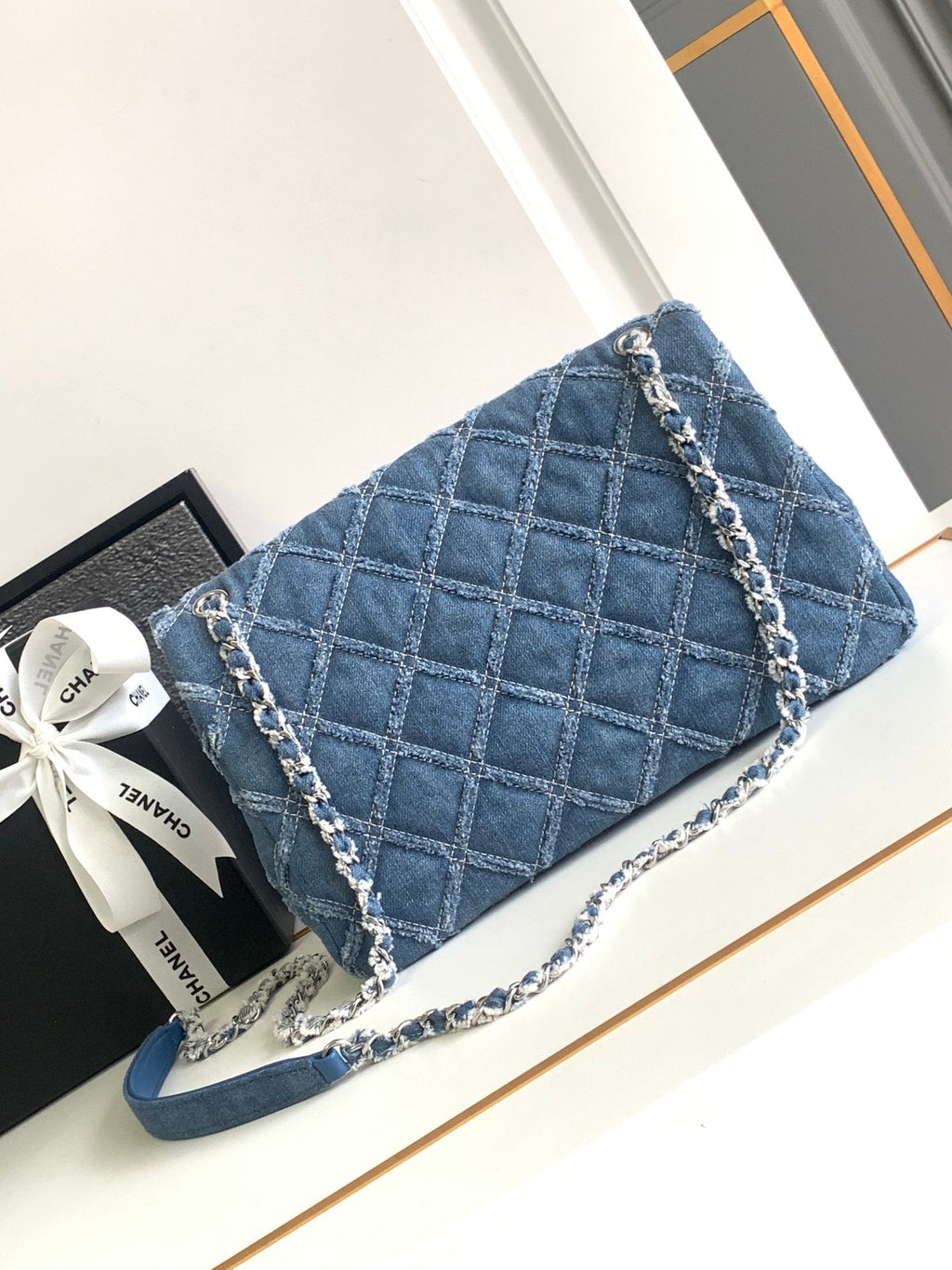 CHANEL MINI 25 CLASSIC BAG IN BLUE COBALT DENIM