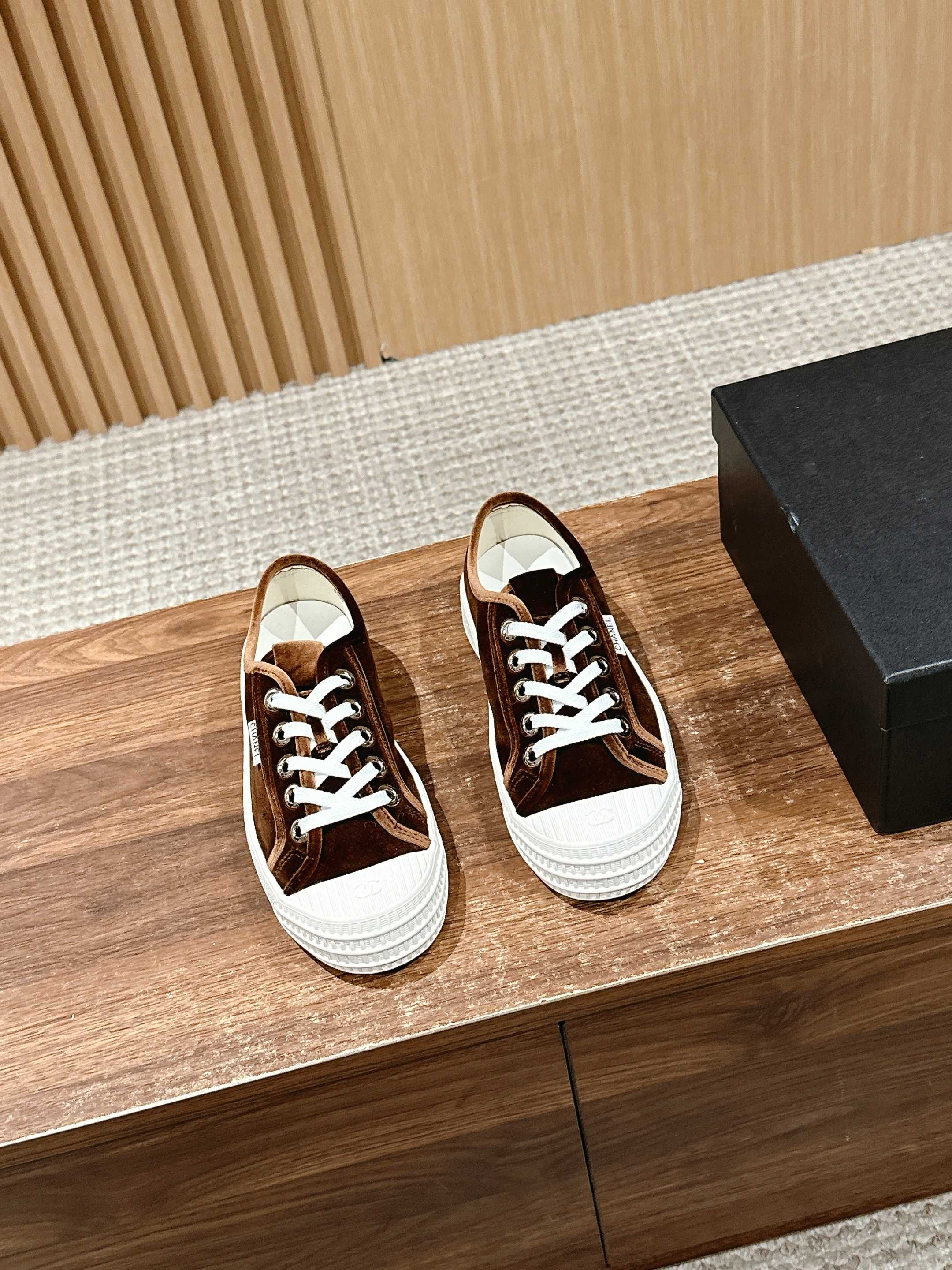 CHANEL CONVERSE SNEAKER IN PENNY BROWN VELVET