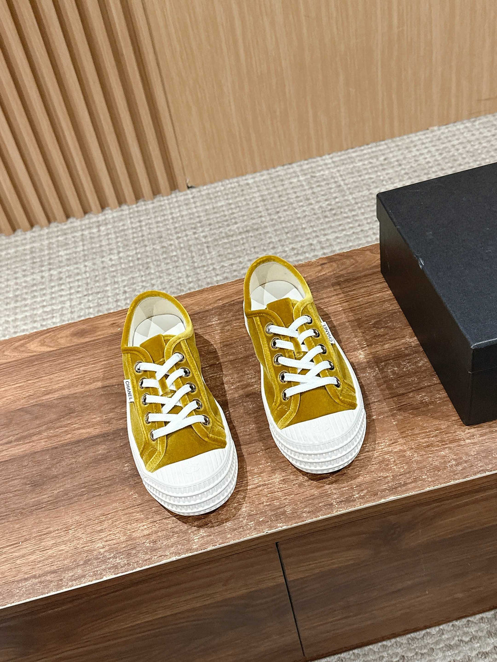 CHANEL CONVERSE SNEAKER IN DIJON YELLOW VELVET