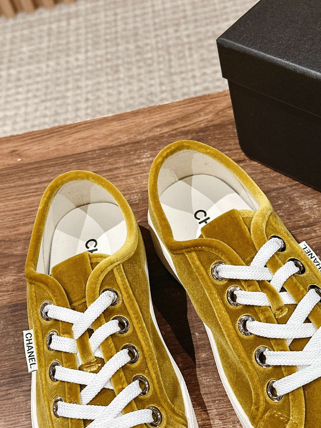 CHANEL CONVERSE SNEAKER IN DIJON YELLOW VELVET