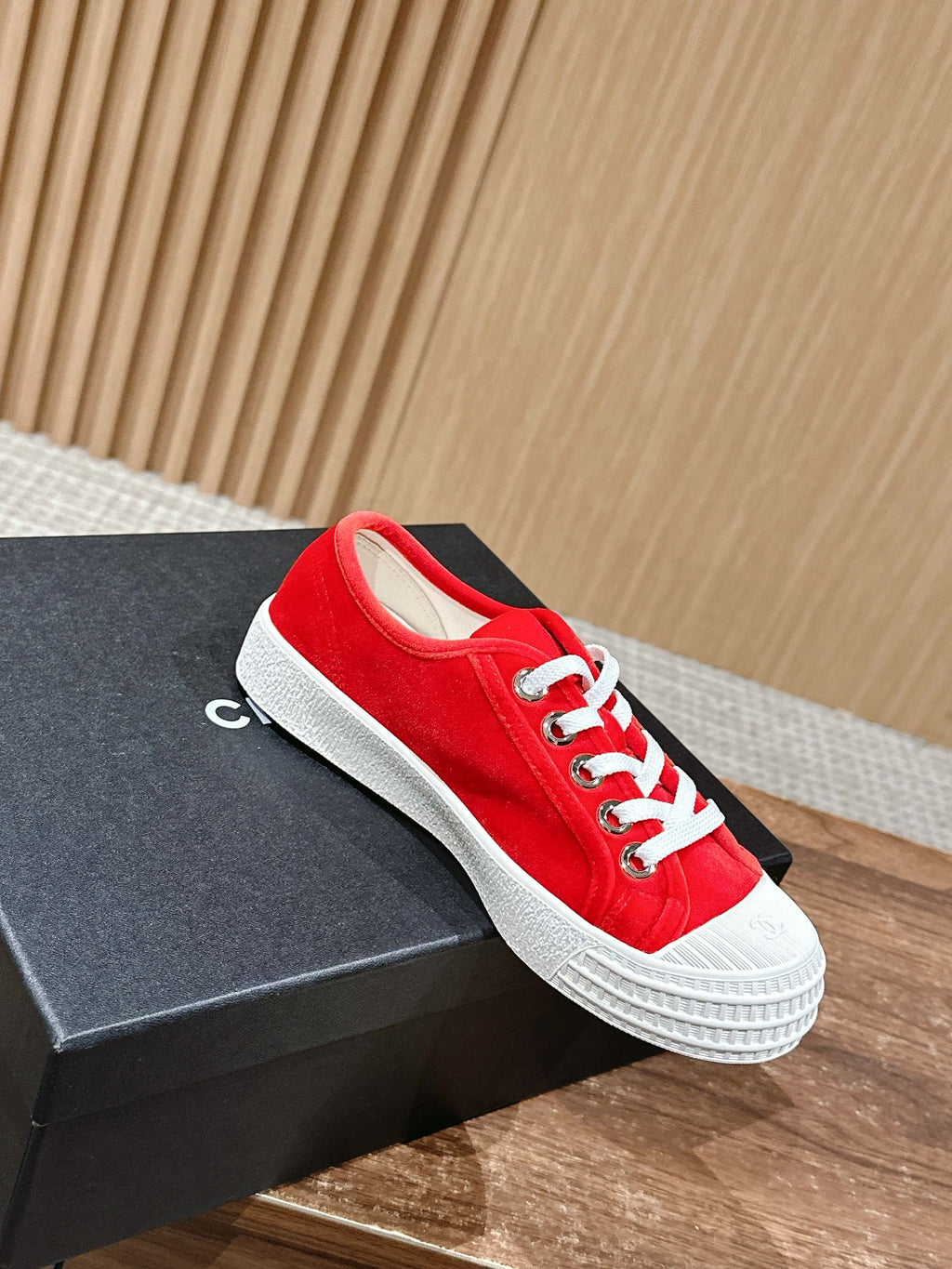 CHANEL CONVERSE SNEAKER IN RUBY RED VELVET
