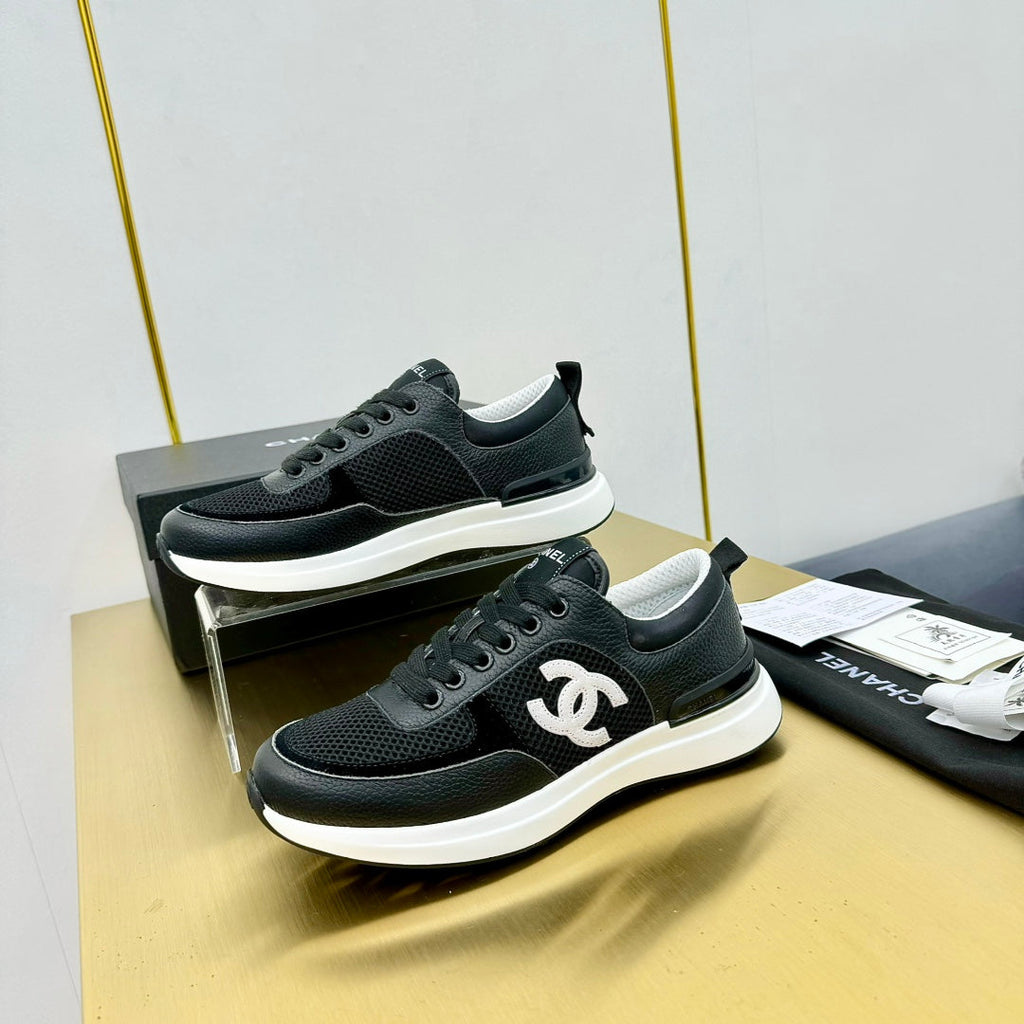 CHANEL CLASSIC TRAINER IN BLACK MERCERIZED VELVET WITH WHITE LOGO