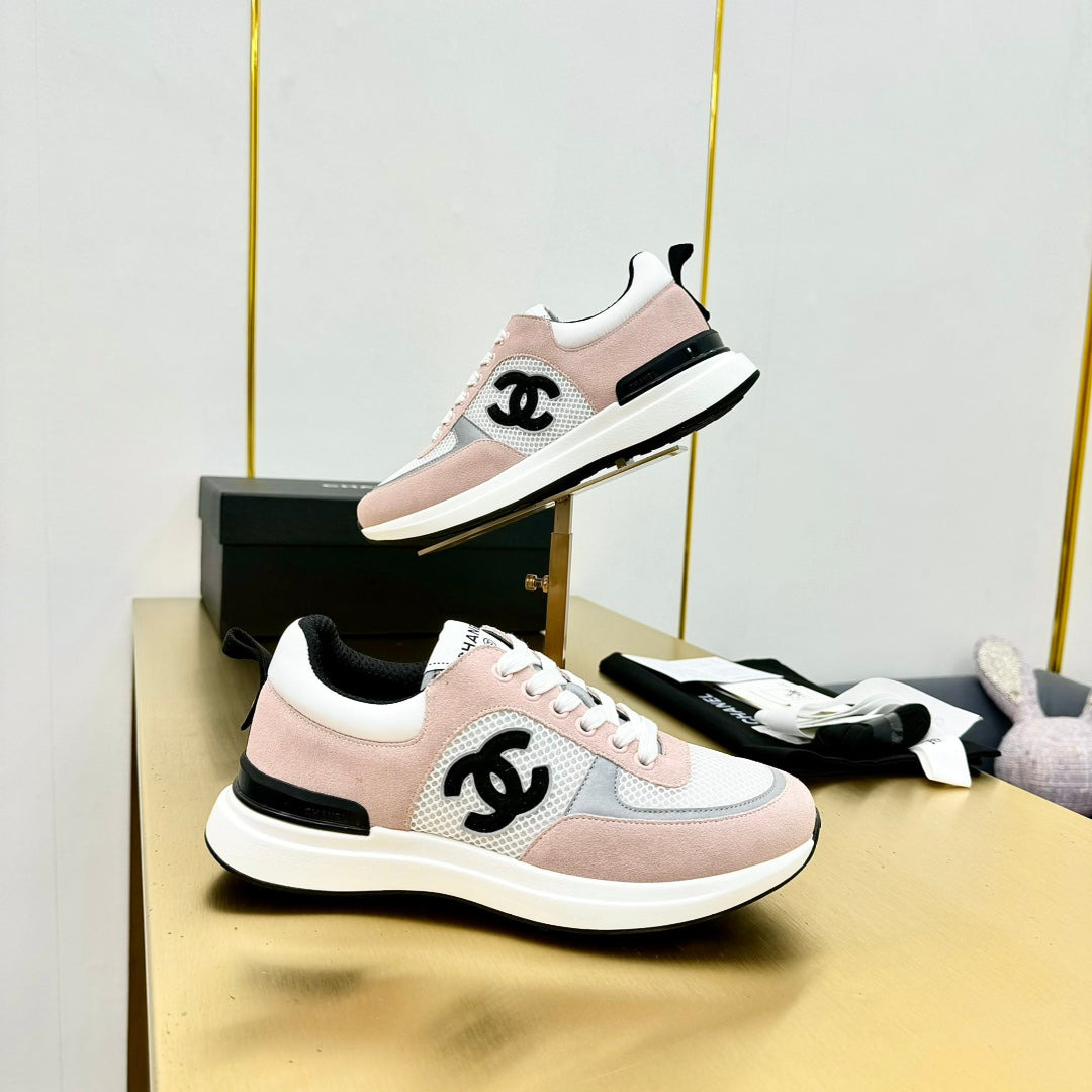 CHANEL CLASSIC TRAINER IN LIGHT PINK MERCERIZED VELVET