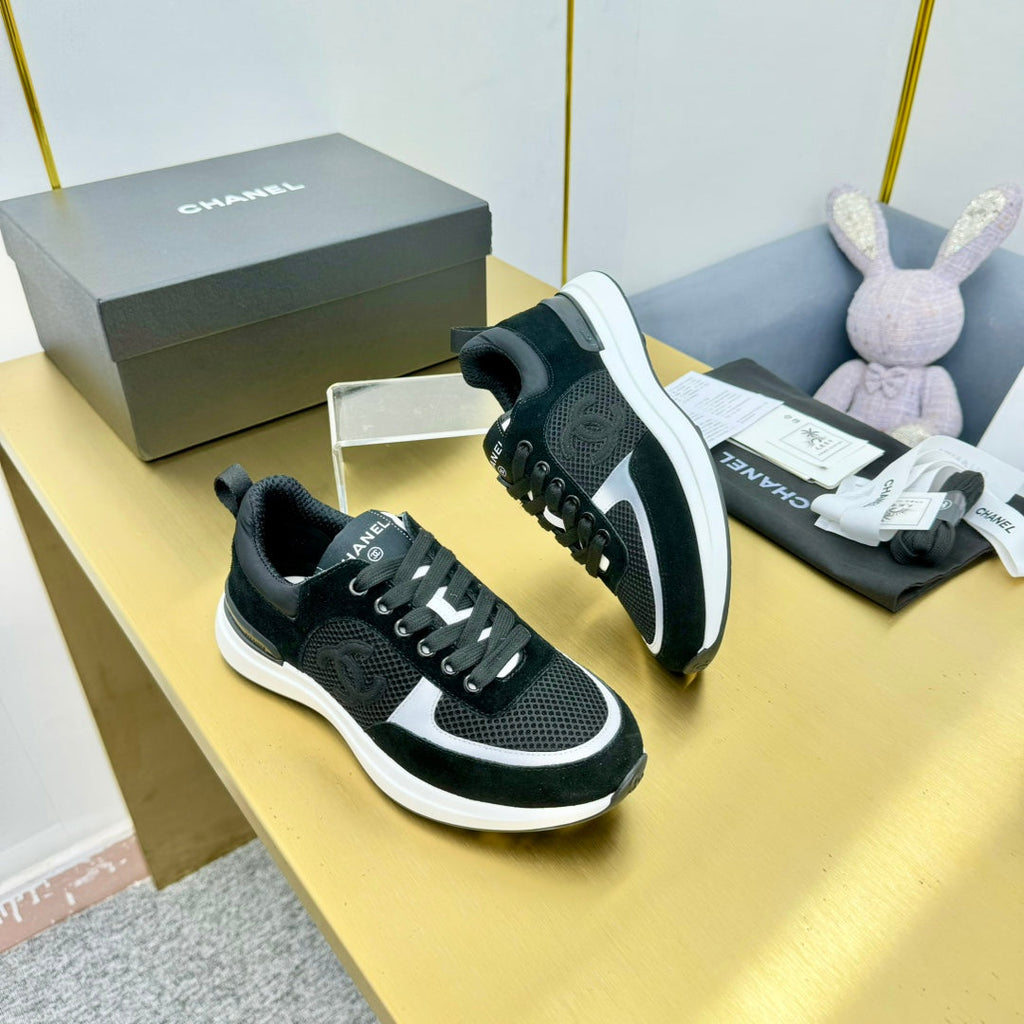 CHANEL CLASSIC TRAINER IN BLACK MERCERIZED VELVET