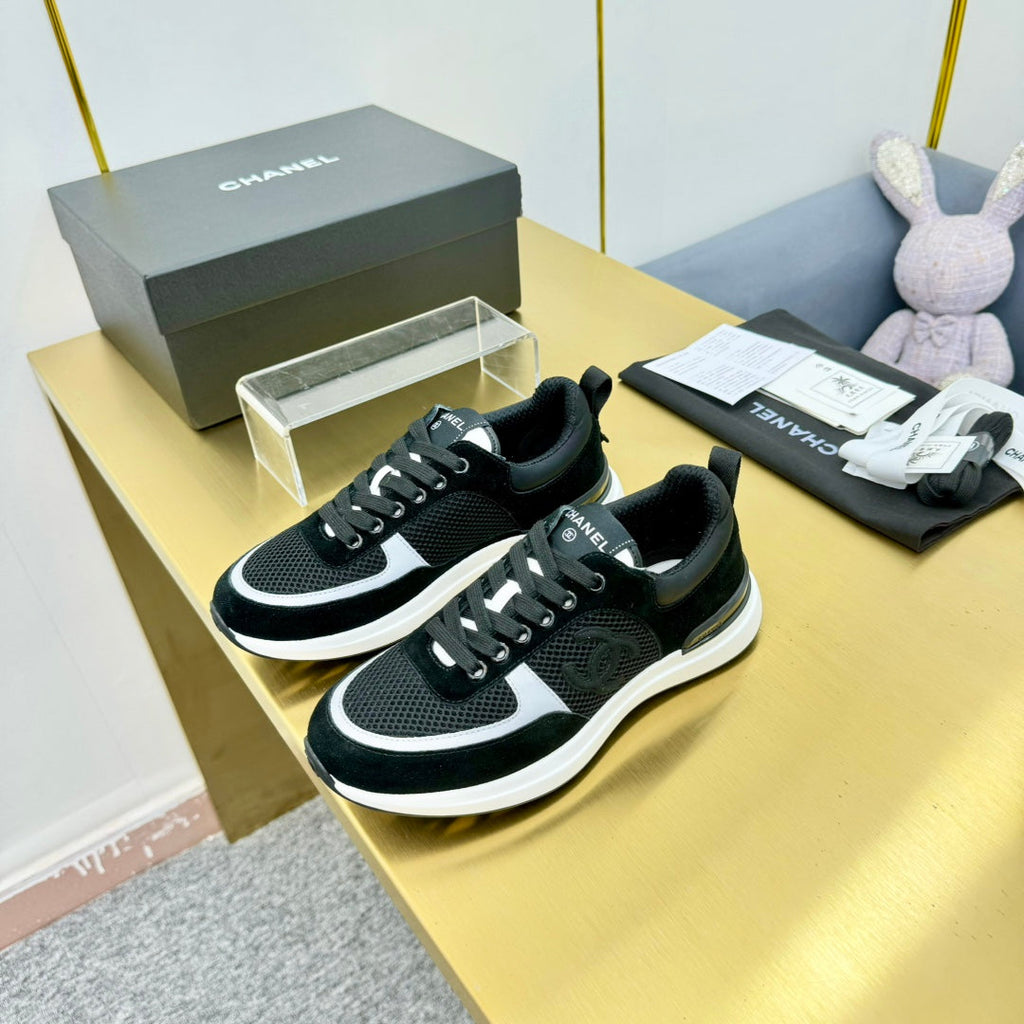 CHANEL CLASSIC TRAINER IN BLACK MERCERIZED VELVET
