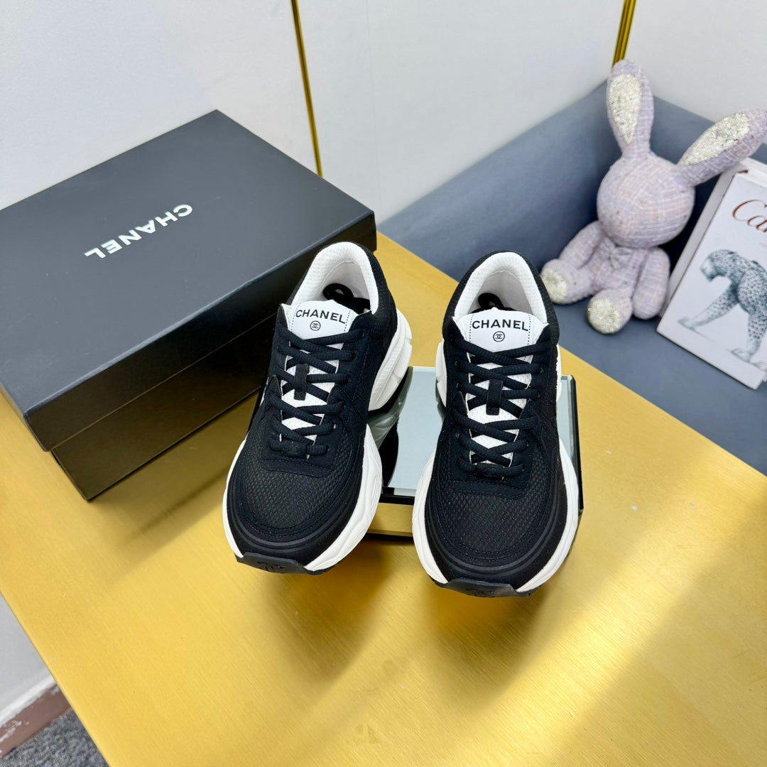 CHANEL DAD SNEAKER IN BLACK SUEDE AND BREATHABLE MESH
