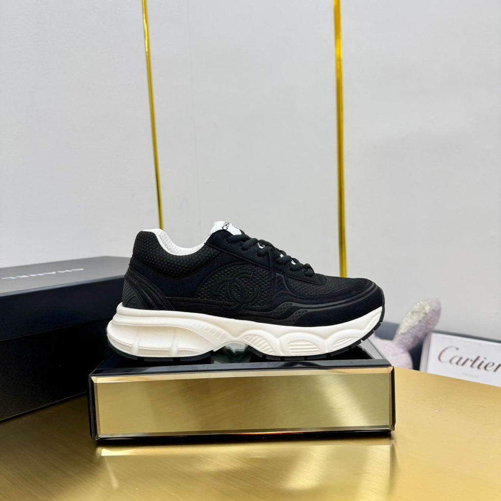 CHANEL DAD SNEAKER IN BLACK SUEDE AND BREATHABLE MESH