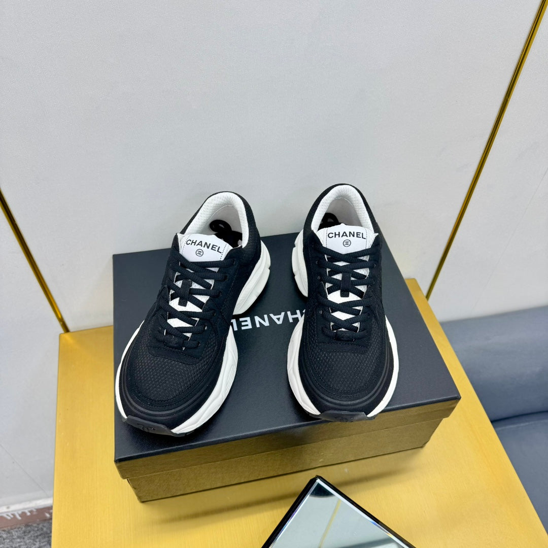 CHANEL DAD SNEAKER IN BLACK SUEDE AND BREATHABLE MESH