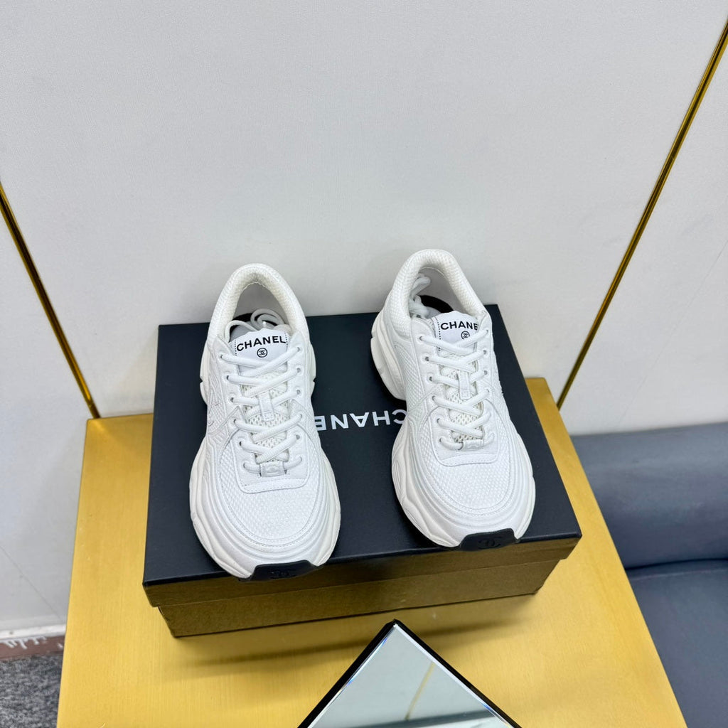 CHANEL DAD SNEAKER IN WHITE SUEDE AND BREATHABLE MESH