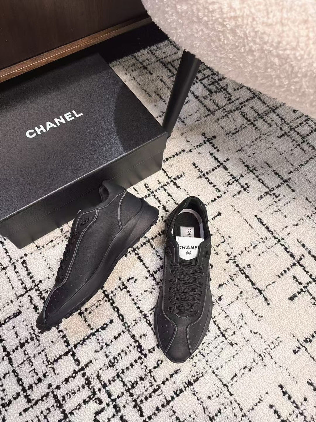 CHANEL CLASSIC SNEAKERS IN BLACK SHEEPSKIN