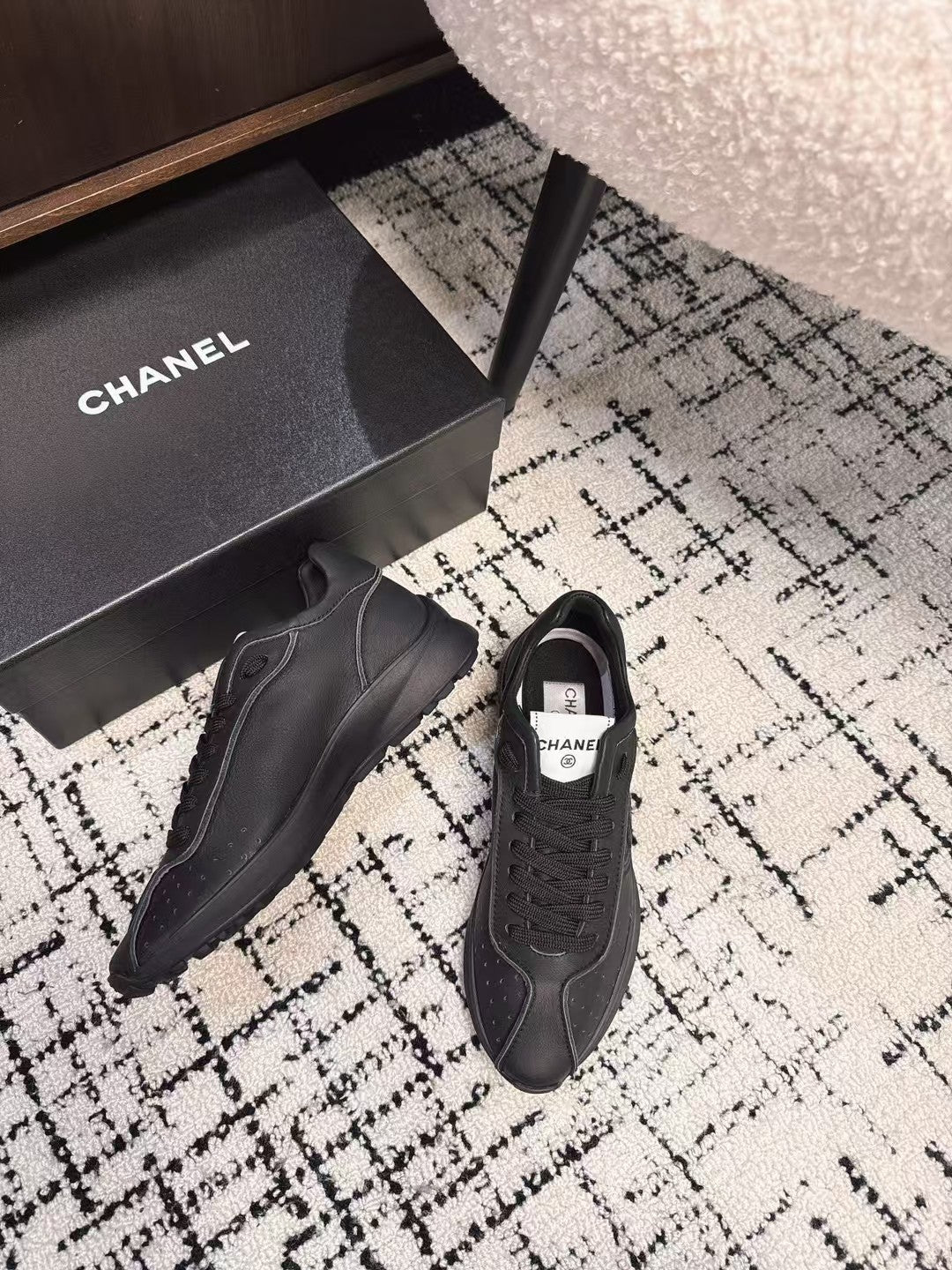 CHANEL CLASSIC SNEAKERS IN BLACK SHEEPSKIN
