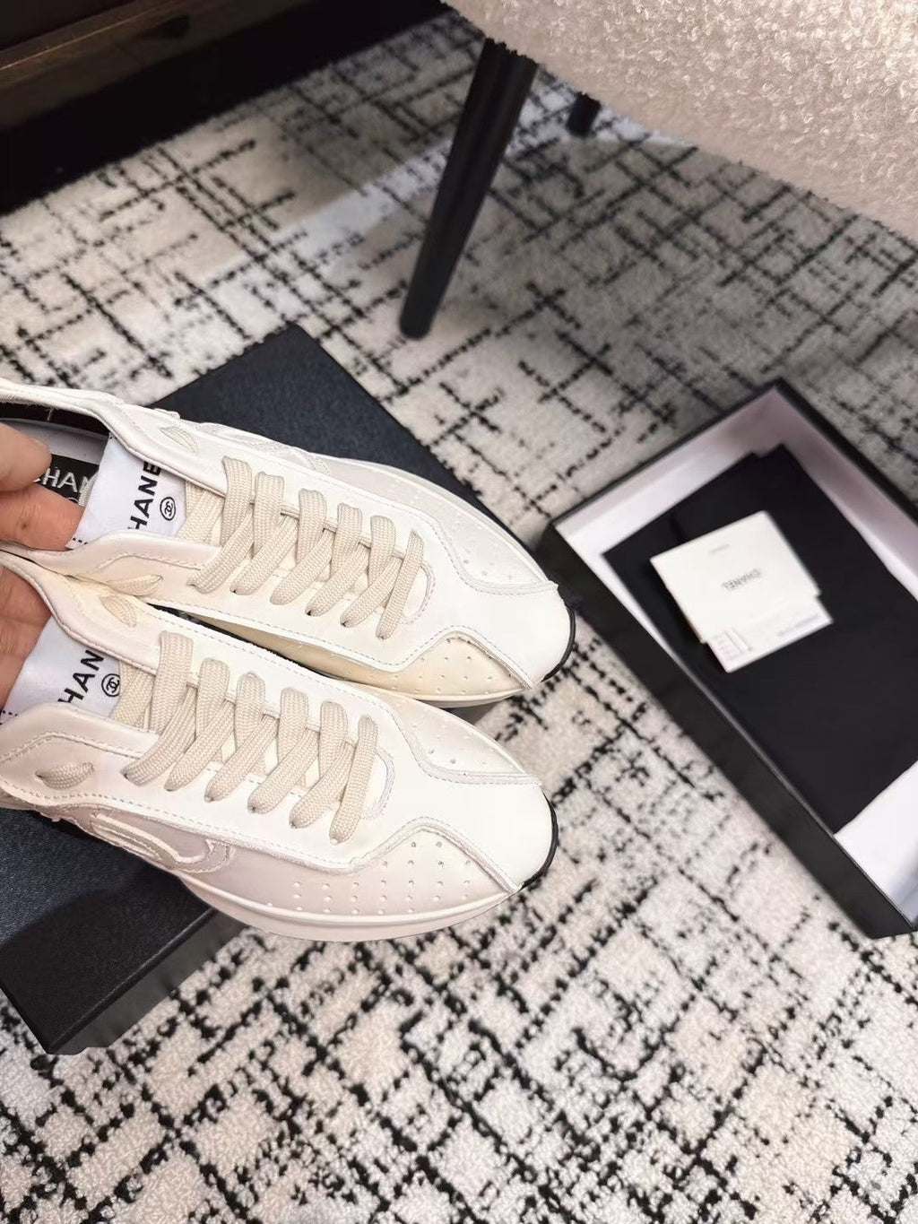 CHANEL CLASSIC SNEAKERS IN WHITE SHEEPSKIN