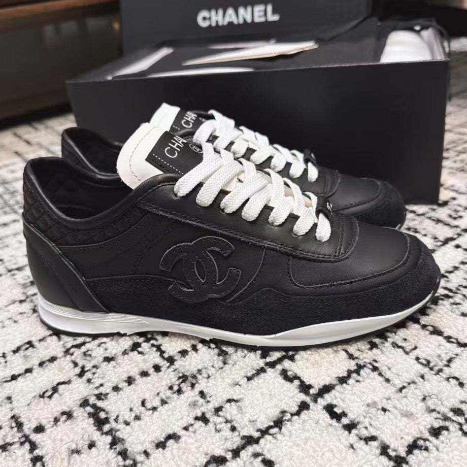 CHANEL TRAINERS SNEAKER IN BLACK CALFSKIN AND SUEDE