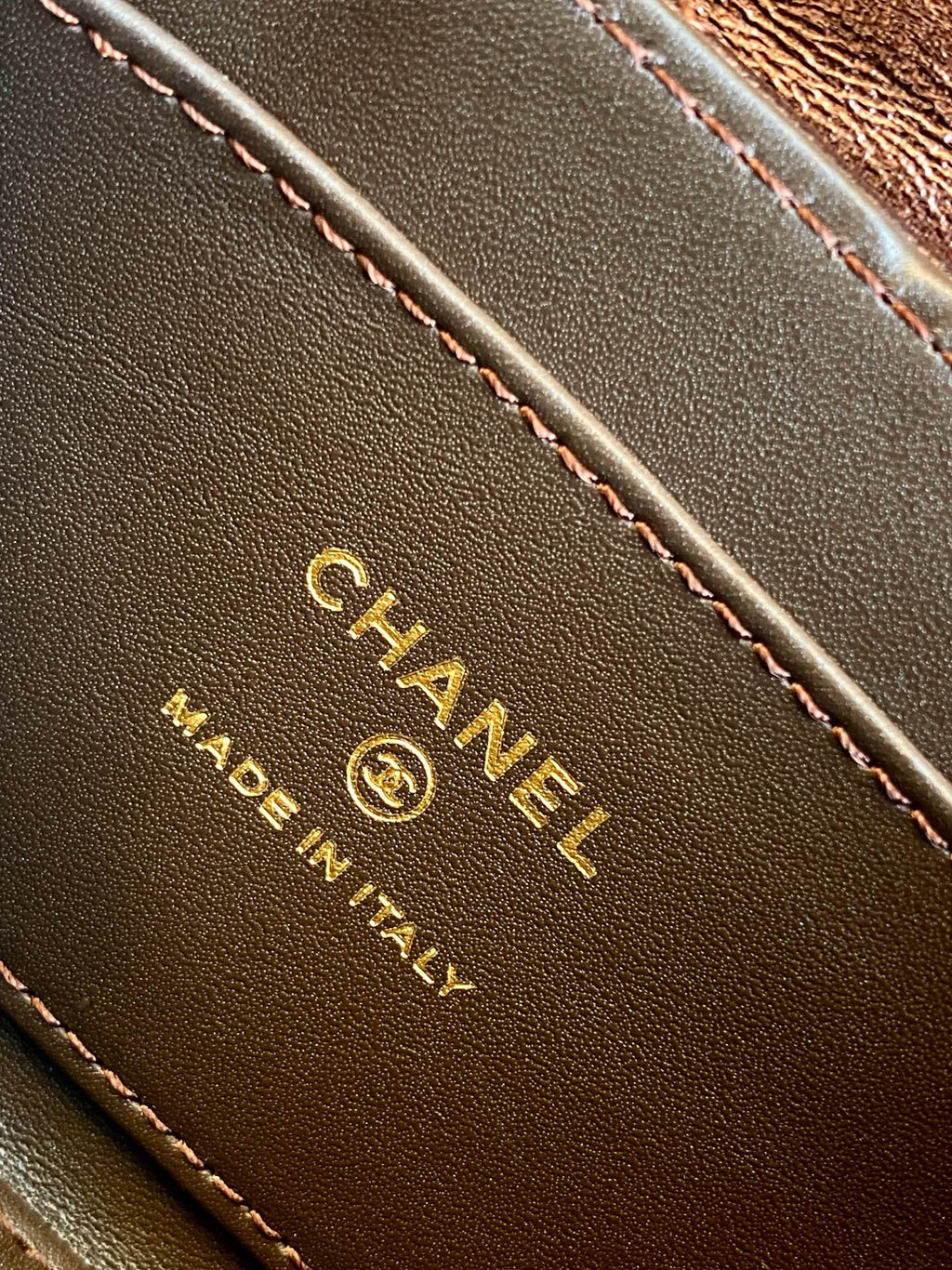 CHANEL 25S MINI KELLY BAG 13 IN BROWN METALLIC LAMBSKIN WITH GOLD HARDWARE