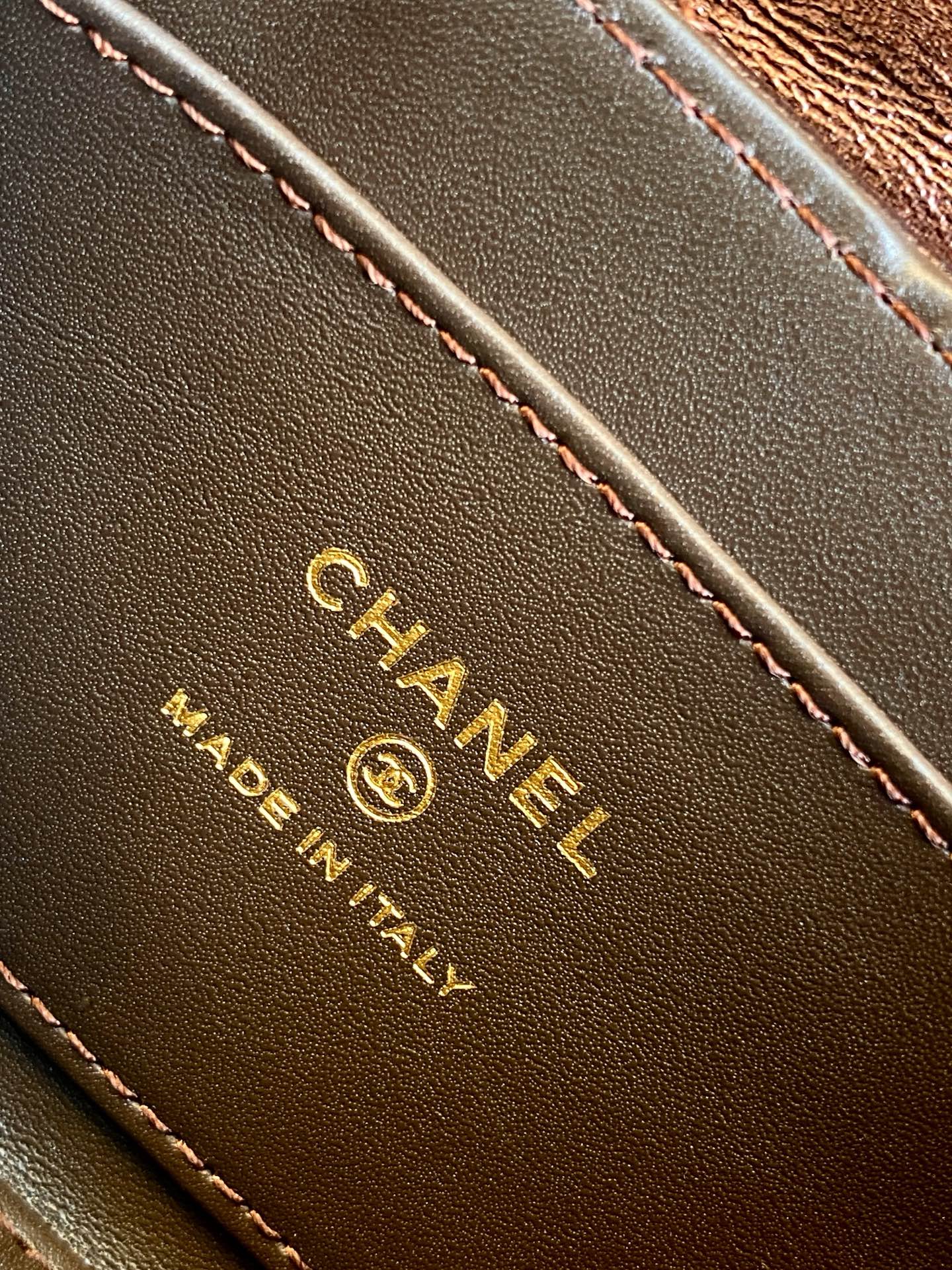 CHANEL 25S MINI KELLY BAG 13 IN BROWN METALLIC LAMBSKIN WITH GOLD HARDWARE