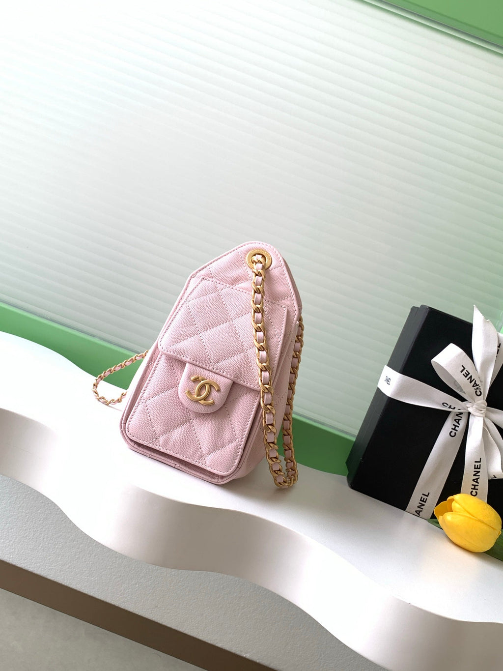 CHANEL 25S HOBO BAG 22 IN LIGHT PINK CAVIAR WITH GOLD HARDWARE