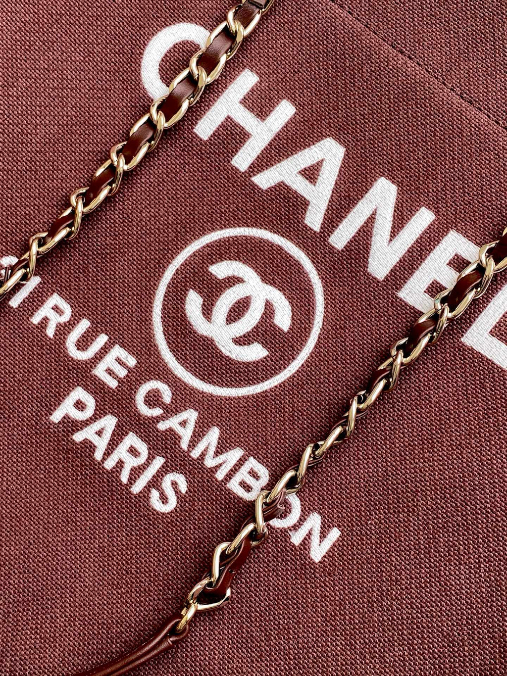 CHANEL 25S TOTE BAG 38 IN DARK RED CANVAS