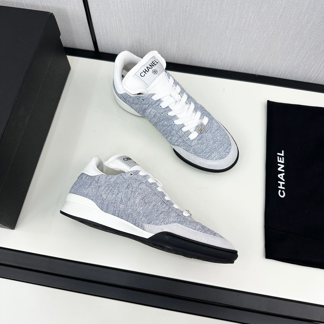 CHANEL SPORTS SHOES IN GREY FABRIC