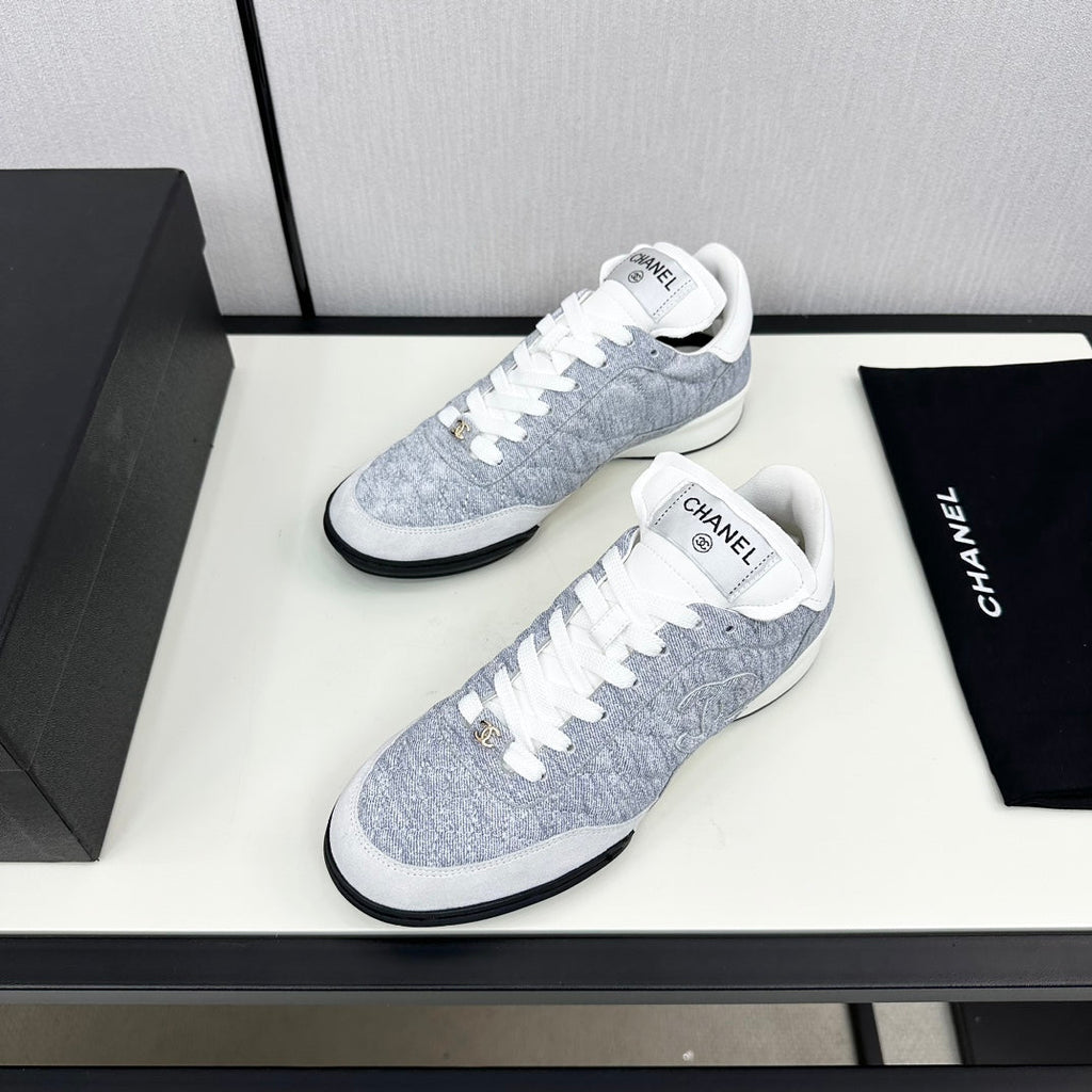 CHANEL SPORTS SHOES IN GREY FABRIC