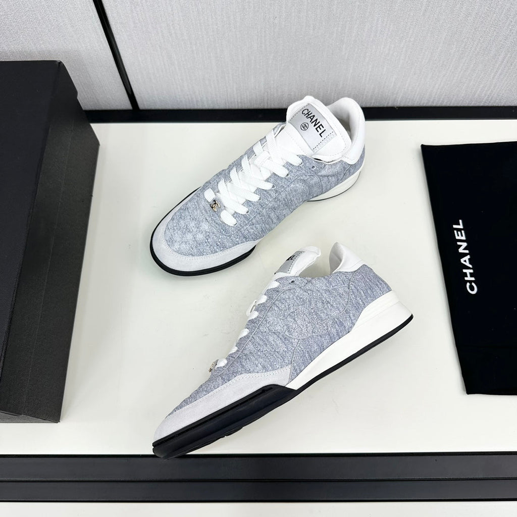 CHANEL SPORTS SHOES IN GREY FABRIC