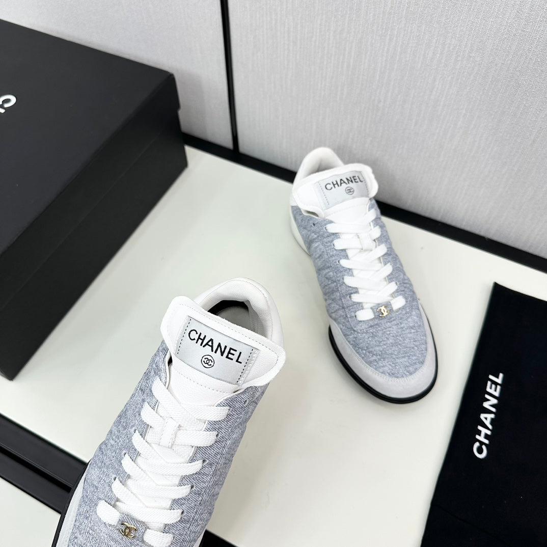 CHANEL SPORTS SHOES IN GREY FABRIC