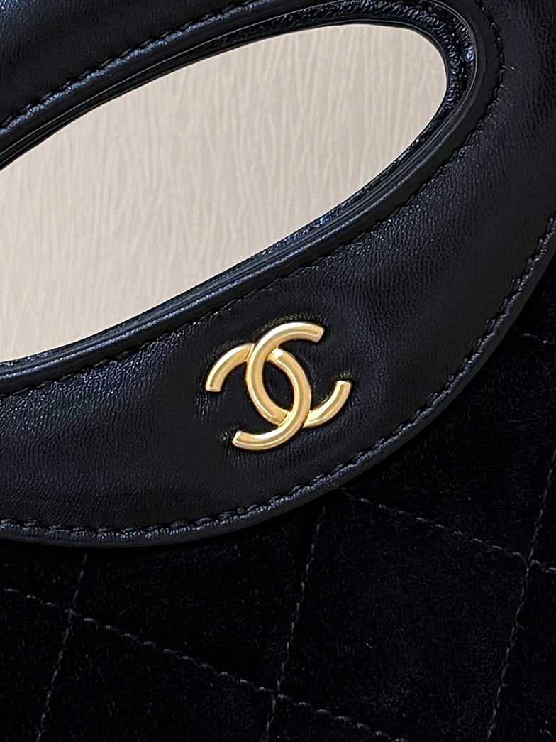 CHANEL 25S  MINI SHOPPING BAG 20 IN BLACK SUEDE CALFSKIN